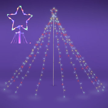 12Ft Waterfall Cone Tree Light with 362 LED Star 9 String Christmas Multi Color