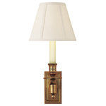Visual Comfort & Co. - French Single Library Sconce in Hand-Rubbed Antique Brass with Linen Shade - French Single Library Sconce in Hand-Rubbed Antique Brass with Linen Shade