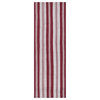Solid/Striped Farmhouse Stripes Area Rug, Red-Ivory, Hallway Runner 2'6"x8'