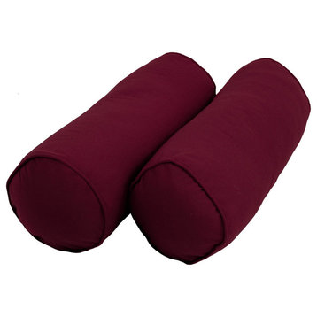 20"x8" Solid Twill Bolster Pillows, Burgundy
