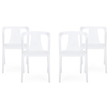 Xanth Outdoor Stacking Dining Chair, Set of 4, White