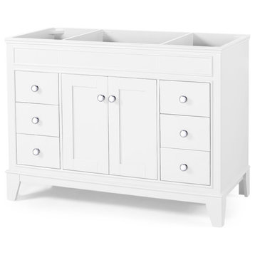 Gina Contemporary 48" Wood Bathroom Vanity, Counter Top Not Included, White