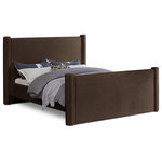 Meridian Furniture - Elias Upholstered Bed, Brown, King, Velvet - Revamp your bedroom decor by adding the gorgeous and stylish Elias Velvet King Bed. Featuring a sleek and minimalistic design, this bed is constructed with a solid wood inner frame for long-lasting durability. The soft brown velvet upholstery adds a touch of elegance to your bedroom, making it a perfect addition to any modern or contemporary living space.