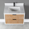 Dione Vanity With Aosta White Countertop, Weathered Pine, 30", No Mirror