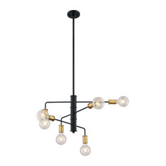 Nuvo Lighting Ryder - 6 Light Chandelier, Black/Brushed Brass Finish