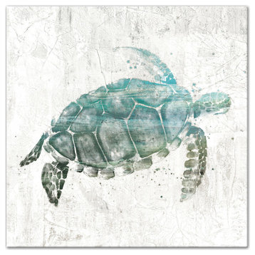 Turquoise Sea Turtle Canvas Wall Art, 30"x30"