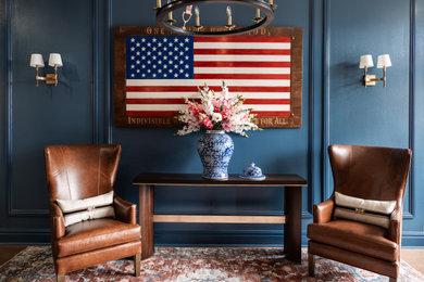 Inspiration for an entryway remodel in New Orleans with blue walls
