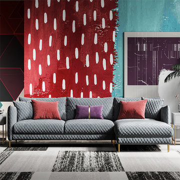 Modern Flannelette L-shaped Sofa