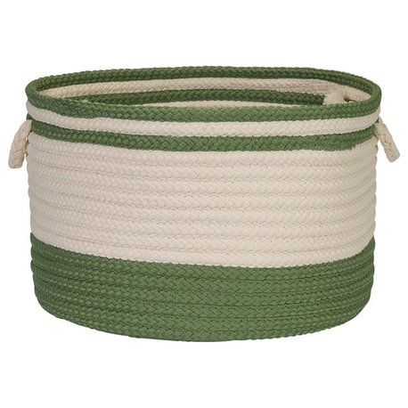 Bar Harbor Moss Green Band Basket, 18"x18"x12"