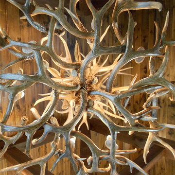 Chandeliers in Rustic Living Room