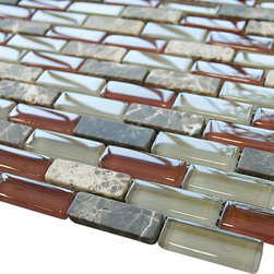 Volcano Red Crystal Glass Mosaic Tile Brick Pattern (Glossy&Matte) - Home Decor