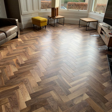 Black American Walnut Herringbone Parquet Flooring Supply and Installation