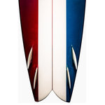 Timothy Hogan Studio - "Hobie Quad" Surf Art Photograph, Unframed, 14''x18'' - Red, White and Blue Hobie Fish Surfboard, Fine Art Print by Timothy Hogan. Photographed at the Surfing Heritage and Cultural Center in San Clemente, California. This quad-finned surfboard print is a dramatic and bold, even patriotic statement on your wall.