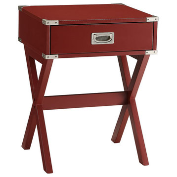 Side Table with 1 Drawer, Red