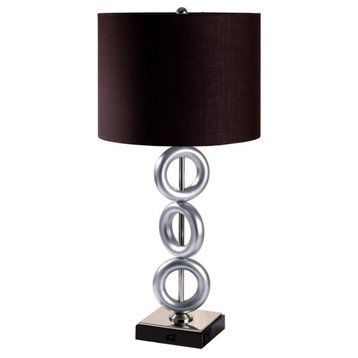 3 Ring Metal Table Lamp, Brown With  Convenient Outlet