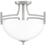 Quoizel - Quoizel BLG1715BN Billingsley 2 Light Semi-Flush Mount - Brushed Nickel - The Billingsley is a clean, transitional collection. Its thin, twin support frame elevates the simple silhouette, while classic accents easily coordinate with a variety of home decor styles. Complemented by etched glass shades, all fixtures are available in your choice of brushed nickel or old bronze finish.
