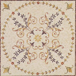 Mozaico - Geometric Stone Tile Mosaic - Samia, 24"x24" - Enhance your walls or natural stone floor with this eye-catching Samia geometric stone tile mosaic.  Featuring a delicate botanical design, the warm, subtle field colors of this mosaic design complement other marble tiles for a seamless wall or floor installation.