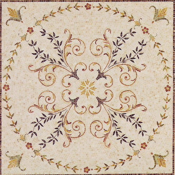 Geometric Stone Tile Mosaic - Samia, 35"x35"