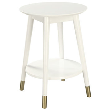 Convenience Concepts Wilson Round End Table w/Bottom Shelf, White