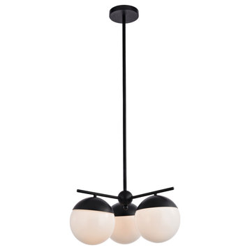 Eclipse 3-Light Pendant, Black And Frosted White