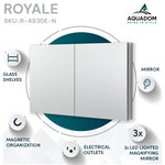 AQUADOM - AQUADOM Royale Medicine Cabinet with Electrical Outlets, LED Magnifying Mirror , 48"x30" - AQUADOM Royale 48"W x 30"H x 5"D
