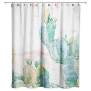 Funky Cactus Print 71x74 Shower Curtain