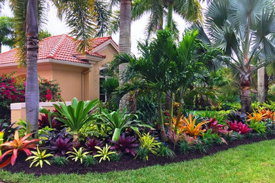 Design ideas for a partial sun front yard landscaping in Miami.