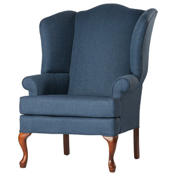 Crawford Wingback Chair, Denim Blue