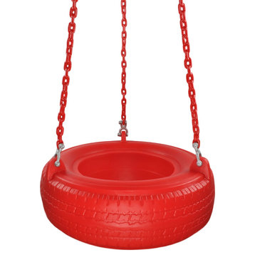 Plastic Tire Swing With Coated Chain, Red