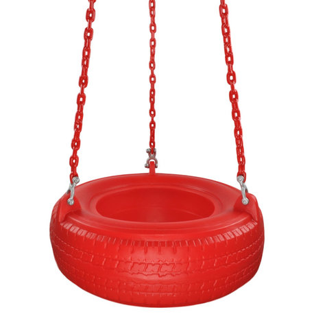 Plastic Tire Swing With Coated Chain, Red