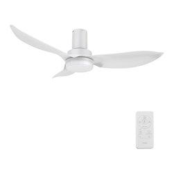 CARRO - CARRO Small Flush Mount Ceiling Fan with Remote and Dim Light Kit for Bedroom, White, 45" - Ceiling Fans