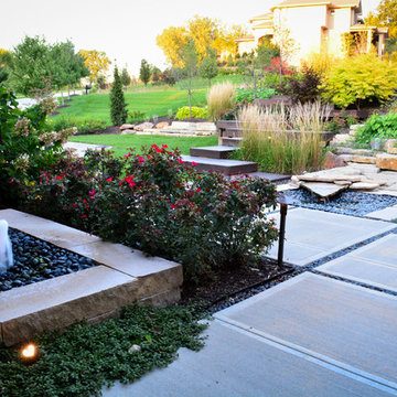Modern Hillside Entry and Sculpture Garden