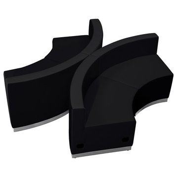 HERCULES Alon Series Black Leather Reception Configuration, 4 Pieces