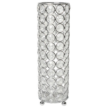 Elipse Crystal Decorative Flower Vase, 10.25", Chrome