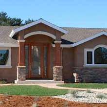 front door, sidelights w/eyebrow