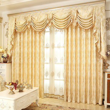 Living Room Luxury yellow Valance Curtains