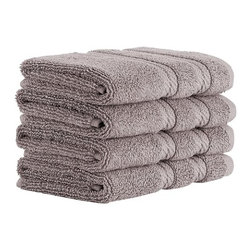 CLASSIC TURKISH TOWELS - Antalya 4-Piece Washcloth Set, Gray - Bath Towels
