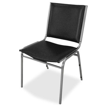 Lorell Padded Armless Stacking Chairs, Vinyl Black Seat, Set of 4