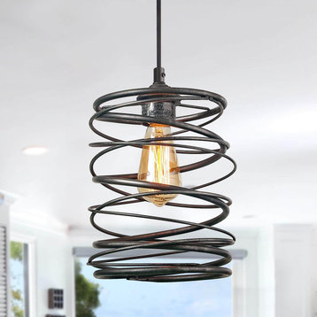 1-Light Industrial Ceiling Light Spiral Pendant Lighting