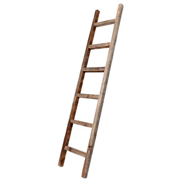HomeRoots 4 Step Rustic Weathered Grey Wood Ladder Shelf