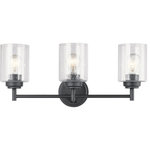 Kichler Lighting - Winslow 3 Light Bathroom Vanity Light, Black - The modern Winslow 3-light 21.5in. bath light in a Black finish with Clear Seeded glass shade pair beautifully with the linear arms, bringing light and dimension to a space.