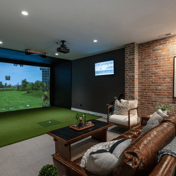 Lower-Level Home Golf Simulator Bay & Custom Entertainment Suite