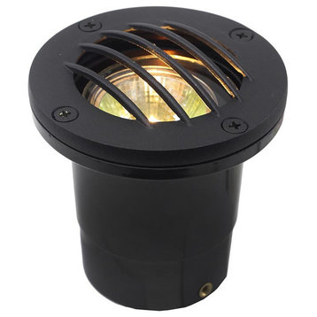 12V Composite Ground Well Light With Curved Grill Cover, Black
