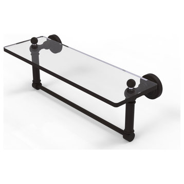 Waverly Place 16" Glass Vanity Shelf and Towel Bar, Oil Rubbed Bronze