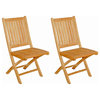 Seven Seas Teak Folding Outdoor Patio Side Chair, Set of 2