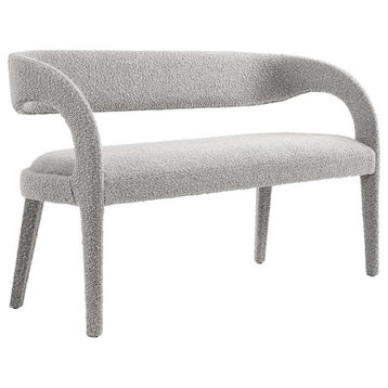 Modway Pinnacle 20" Upholstered Boucle Fabric Accent Bench in Taupe
