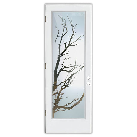 Front Doors - Tree Branches Frosted Glass Design - 30" x 80" - CUSTOMIZE ANY...