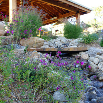 Stream and stone bridge