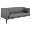 Matias Loveseat in Gray Leatherette with Matte Black Legs