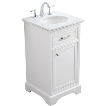 Elegant Decor Americana 19" Single Marble Top Bathroom Vanity in White
